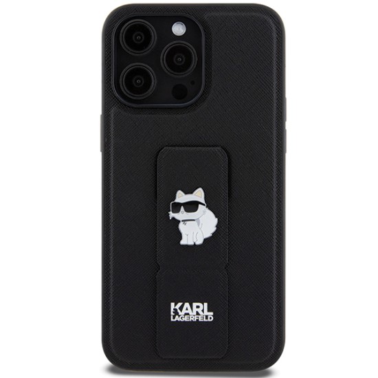 Husa pentru iPhone 14 Pro Max - Karl Lagerfeld Saffiano Gripstand (KLHCP14XGSACHPK) - Choupette