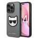 Husa pentru iPhone 14 Pro Max - Karl Lagerfeld Saffiano (KLHCP14XSAPCHG) - Silver Choupette Head