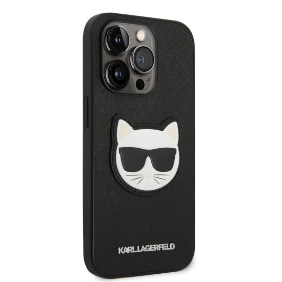 Husa pentru iPhone 14 Pro Max - Karl Lagerfeld Saffiano (KLHCP14XSAPCHK) - Choupette Head