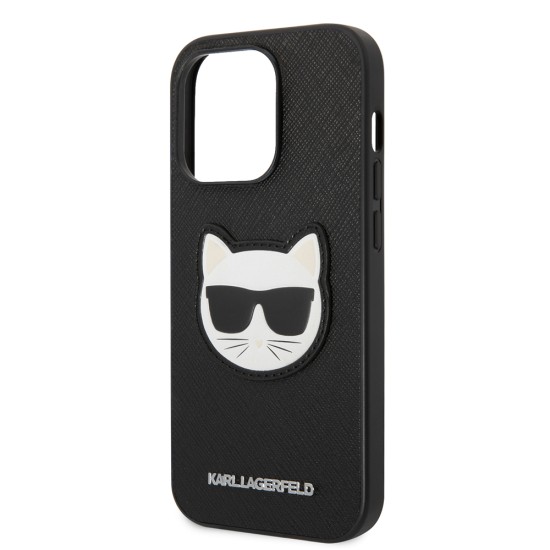 Husa pentru iPhone 14 Pro Max - Karl Lagerfeld Saffiano (KLHCP14XSAPCHK) - Choupette Head