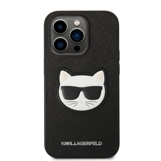 Husa pentru iPhone 14 Pro Max - Karl Lagerfeld Saffiano (KLHCP14XSAPCHK) - Choupette Head