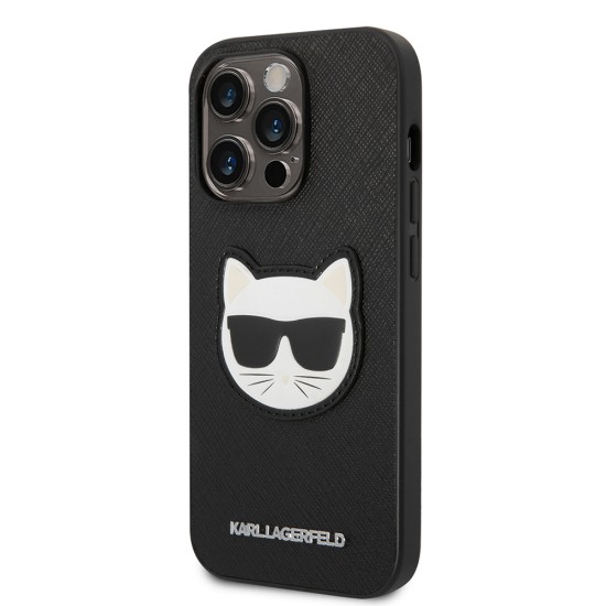 Husa pentru iPhone 14 Pro Max - Karl Lagerfeld Saffiano (KLHCP14XSAPCHK) - Choupette Head