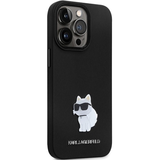 Husa pentru iPhone 14 Pro Max - Karl Lagerfeld Silicone (KLHCP14XSMHCNPK) - Choupette Metal Pin