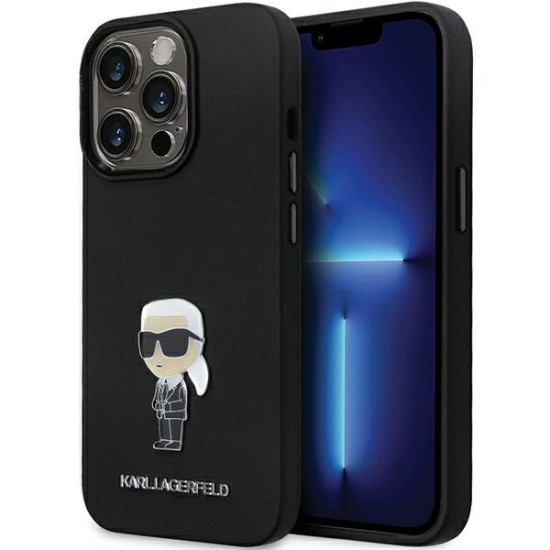 Husa pentru iPhone 14 Pro Max - Karl Lagerfeld Silicone (KLHCP14XSMHKNPK) - Ikonik Metal Pin