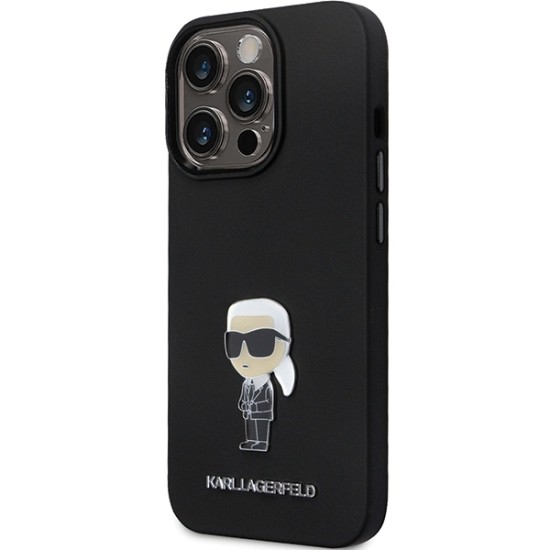 Husa pentru iPhone 14 Pro Max - Karl Lagerfeld Silicone (KLHCP14XSMHKNPK) - Ikonik Metal Pin