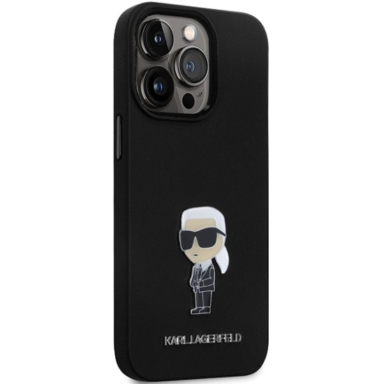 Husa pentru iPhone 14 Pro Max - Karl Lagerfeld Silicone (KLHCP14XSMHKNPK) - Ikonik Metal Pin