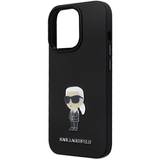 Husa pentru iPhone 14 Pro Max - Karl Lagerfeld Silicone (KLHCP14XSMHKNPK) - Ikonik Metal Pin