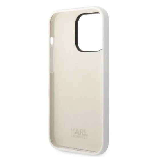 Husa pentru iPhone 14 Pro Max - Karl Lagerfeld Silicone (KLHCP14XSNIKBCH) - White Ikonik