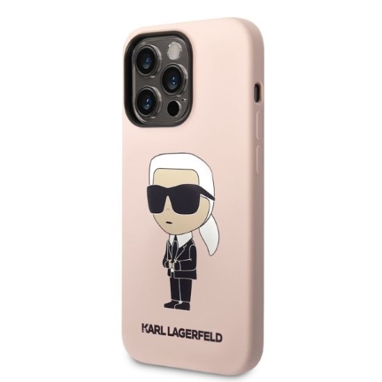 Husa pentru iPhone 14 Pro Max - Karl Lagerfeld Silicone (KLHCP14XSNIKBCP) - Pink Ikonik