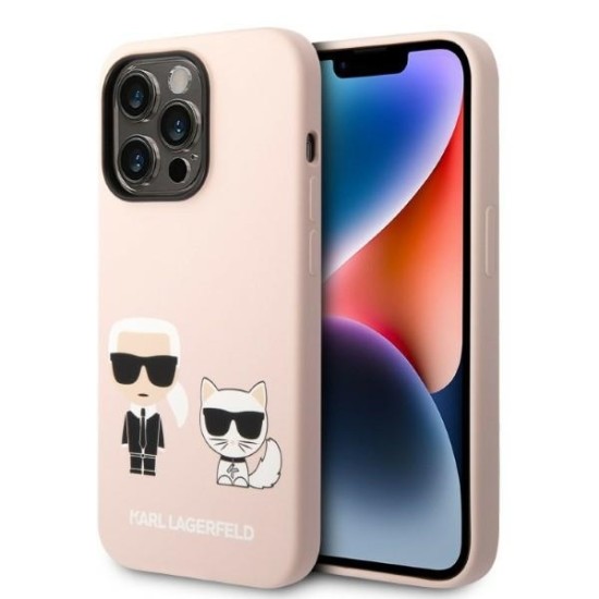 Husa pentru iPhone 14 Pro Max - Karl Lagerfeld Silicone MagSafe (KLHMP14XSSKCI) - Light Pink Karl&Choupette