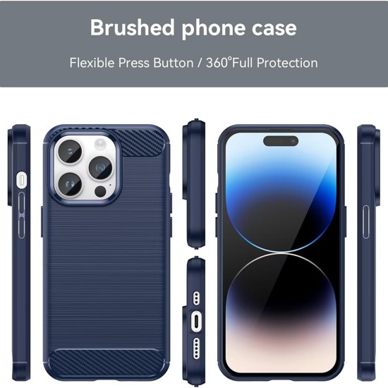 Husa pentru iPhone 14 Pro Max - Techsuit Carbon Silicone - Blue