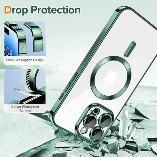 Husa pentru iPhone 14 Pro Max - Techsuit Luxury Crystal MagSafe - Deep Green Husa pentru iPhone 14 Pro Max - Techsuit Luxury Crystal MagSafe - Deep Green