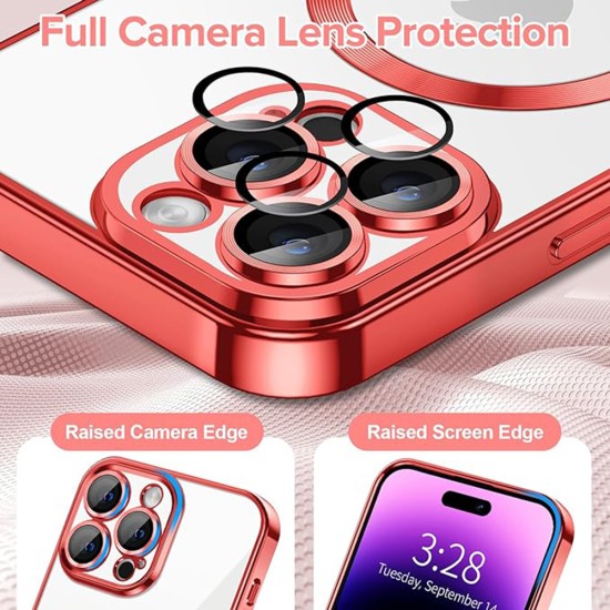 Husa pentru iPhone 14 Pro Max - Techsuit Luxury Crystal MagSafe - Red