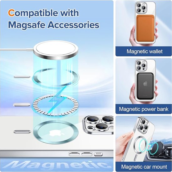 Husa pentru iPhone 14 Pro Max - Techsuit Luxury Crystal MagSafe - Silver