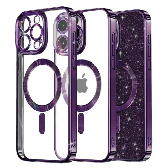 Husa pentru iPhone 14 Pro Max - Techsuit Luxury Glitter MagSafe - Deep Purple Husa pentru iPhone 14 Pro Max - Techsuit Luxury Glitter MagSafe - Deep Purple