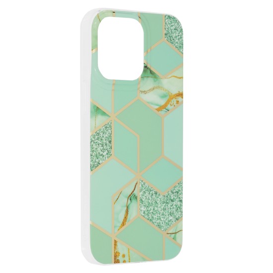 Husa pentru iPhone 14 Pro Max - Techsuit Marble Series - Green Hex