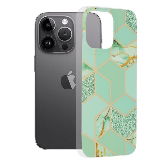 Husa pentru iPhone 14 Pro Max - Techsuit Marble Series - Green Hex