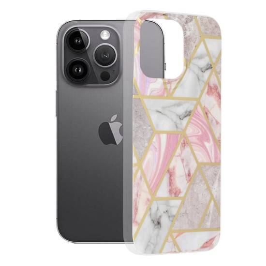 Husa pentru iPhone 14 Pro Max - Techsuit Marble Series - Pink Hex