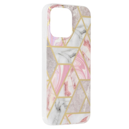 Husa pentru iPhone 14 Pro Max - Techsuit Marble Series - Pink Hex