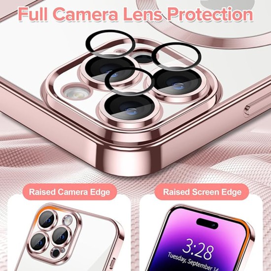 Husa pentru iPhone 14 Pro - Techsuit Luxury Crystal MagSafe - Pink