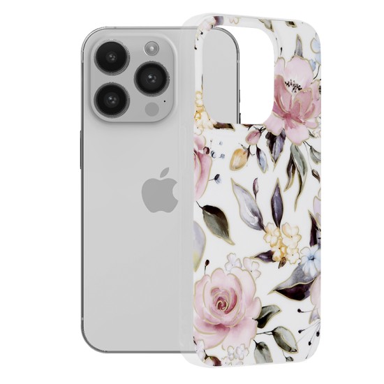 Husa pentru iPhone 14 Pro - Techsuit Marble Series - Chloe White