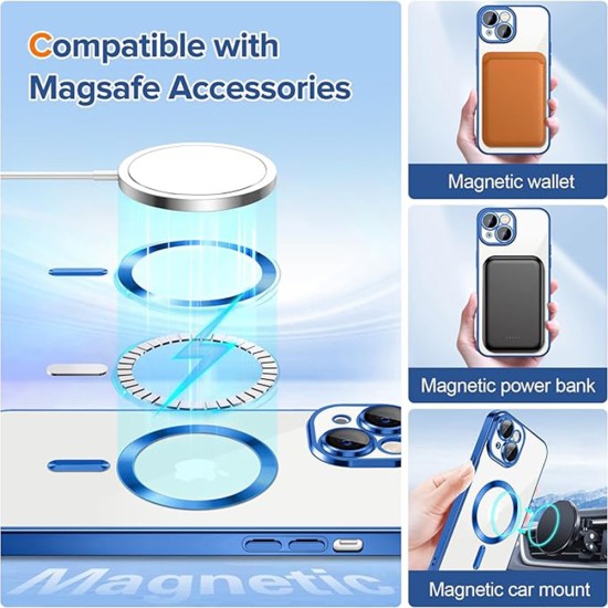 Husa pentru iPhone 14 - Techsuit Luxury Crystal MagSafe - Deep Blue