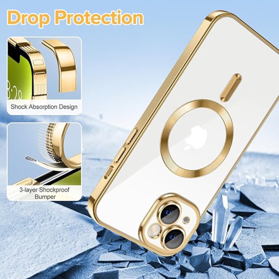 Husa pentru iPhone 14 - Techsuit Luxury Crystal MagSafe - Gold