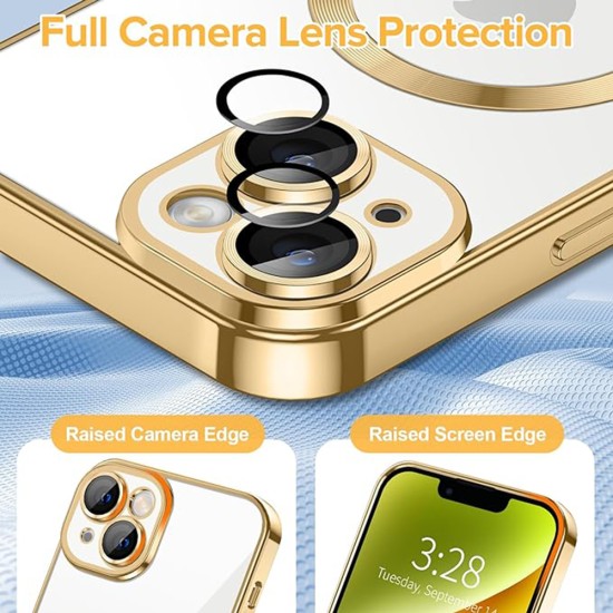 Husa pentru iPhone 14 - Techsuit Luxury Crystal MagSafe - Gold