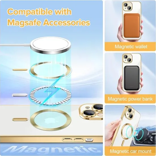Husa pentru iPhone 14 - Techsuit Luxury Crystal MagSafe - Gold Husa pentru iPhone 14 - Techsuit Luxury Crystal MagSafe - Gold