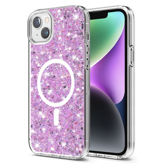 Husa pentru iPhone 14 - Techsuit Sparkly Glitter MagSafe - Magenta