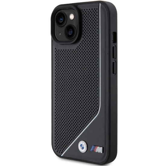 Husa pentru iPhone 15 - BMW Hardcase Perforated Twisted Line MagSafe (BMHMP15S23PUCPK) - Black