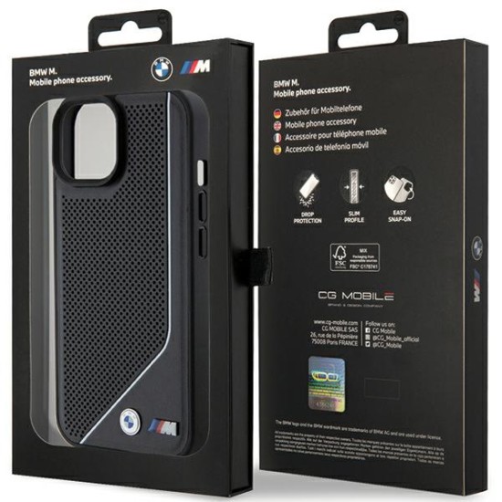 Husa pentru iPhone 15 - BMW Hardcase Perforated Twisted Line MagSafe (BMHMP15S23PUCPK) - Black