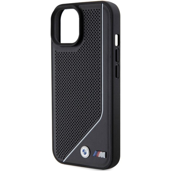 Husa pentru iPhone 15 - BMW Hardcase Perforated Twisted Line MagSafe (BMHMP15S23PUCPK) - Black