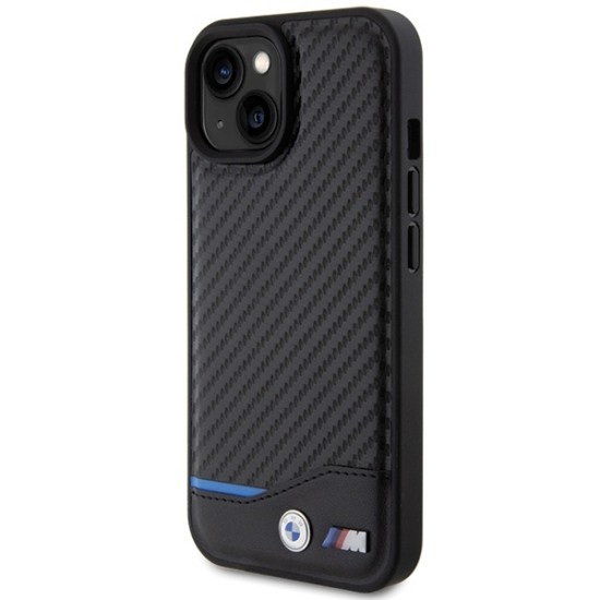 Husa pentru iPhone 15 - BMW Leather Carbon (BMHCP15S22NBCK) - Black