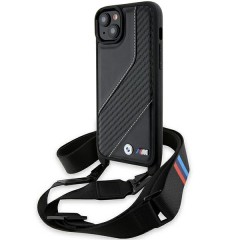 Husa pentru iPhone 15 - BMW Leather M Edition Carbon Stripe & Strap (BMHCP15S23PSCCK) - Black Husa pentru iPhone 15 - BMW Leather M Edition Carbon Stripe & Strap (BMHCP15S23PSCCK) - Black