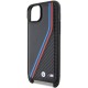 Husa pentru iPhone 15 - BMW Leather M Edition Carbon Tricolor Lines & Strap (BMHCP15S23PSVTK) - Black