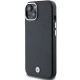 Husa pentru iPhone 15 - BMW Leather Signature Wrapped Metal MagSafe (BMHMP15S23PUFWK) - Black