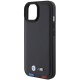 Husa pentru iPhone 15 - BMW Leather Stamp Tricolor (BMHCP15S22PTDK) - Black