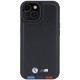 Husa pentru iPhone 15 - BMW Leather Stamp Tricolor (BMHCP15S22PTDK) - Black