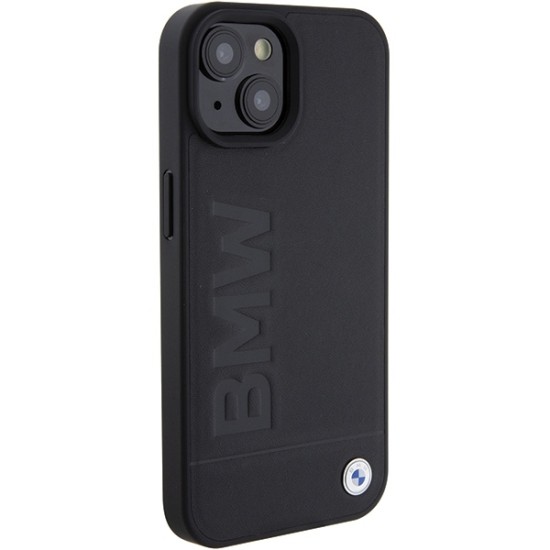 Husa pentru iPhone 15 - BMW Natural Leather Hot Stamp (BMHCP15SSLLBK) - Black