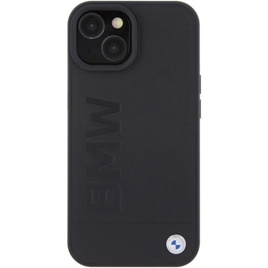 Husa pentru iPhone 15 - BMW Natural Leather Hot Stamp (BMHCP15SSLLBK) - Black