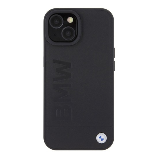 Husa pentru iPhone 15 - BMW Natural Signature Logo Imprint (BMHMP15SSLLBK) - Black