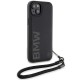 Husa pentru iPhone 15 - BMW Signature Leather Wordmark Cord (BMHCP15S23RMRLK) - Black