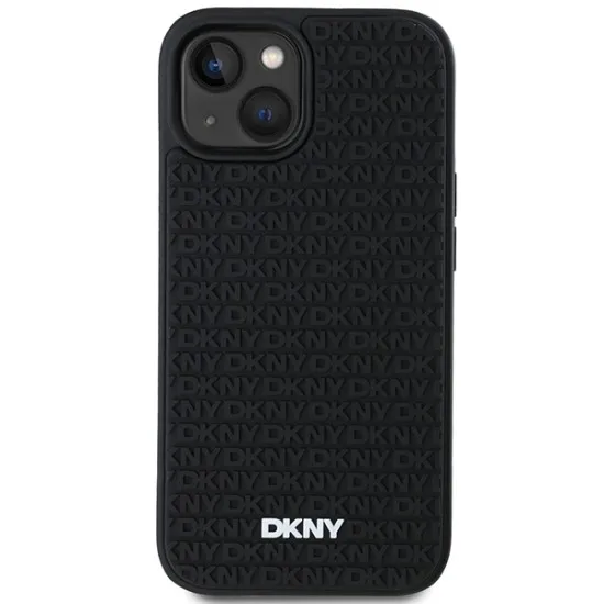 Husa pentru iPhone 15 - DKNY Hardcase 3D Rubber Repeat Pattern (DKHCP15S3DRPWK) - Black