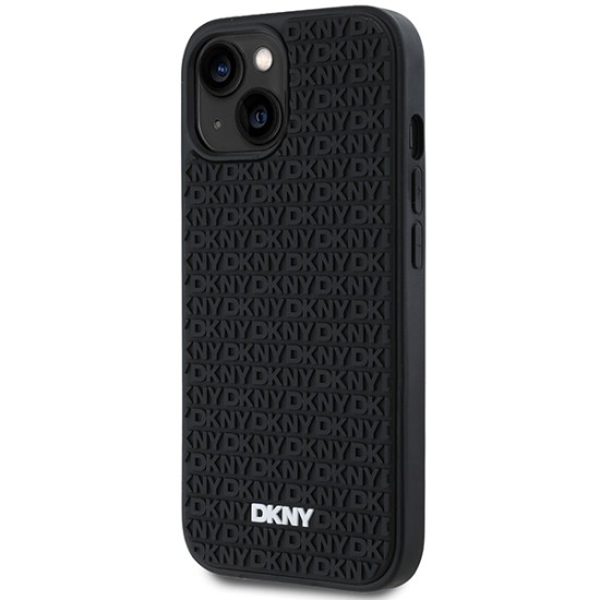 Husa pentru iPhone 15 - DKNY Hardcase 3D Rubber Repeat Pattern (DKHCP15S3DRPWK) - Black