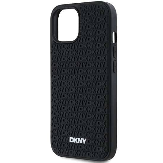 Husa pentru iPhone 15 - DKNY Hardcase 3D Rubber Repeat Pattern (DKHCP15S3DRPWK) - Black