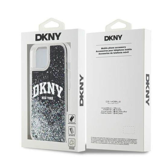 Husa pentru iPhone 15 - DKNY Hardcase Liquid Glitter Big Logo (DKHCP15SLBNAEK) - Black