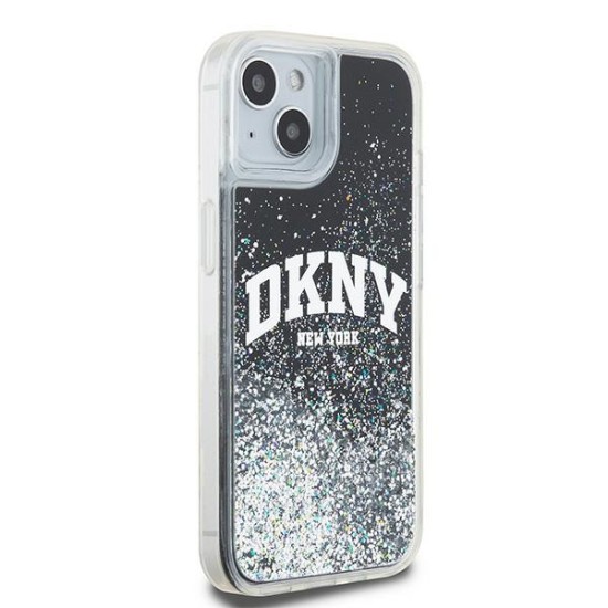 Husa pentru iPhone 15 - DKNY Hardcase Liquid Glitter Big Logo (DKHCP15SLBNAEK) - Black