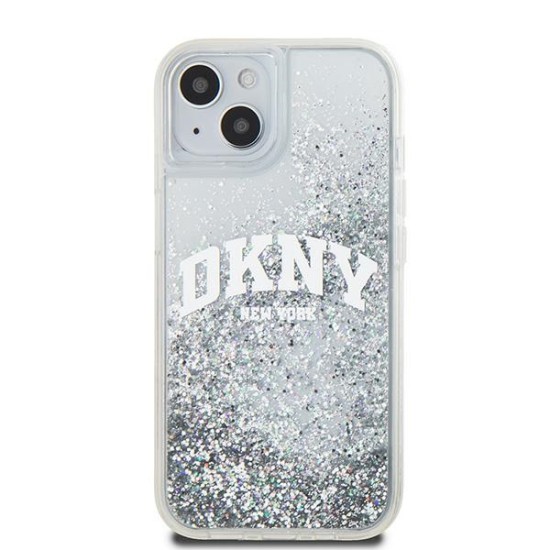 Husa pentru iPhone 15 - DKNY Hardcase Liquid Glitter Big Logo (DKHCP15SLBNAET) - White