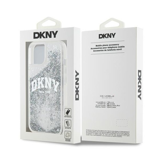 Husa pentru iPhone 15 - DKNY Hardcase Liquid Glitter Big Logo (DKHCP15SLBNAET) - White